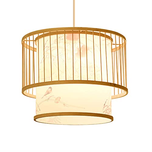 Nouveau lustre de style chinois plafonnier bambou rond