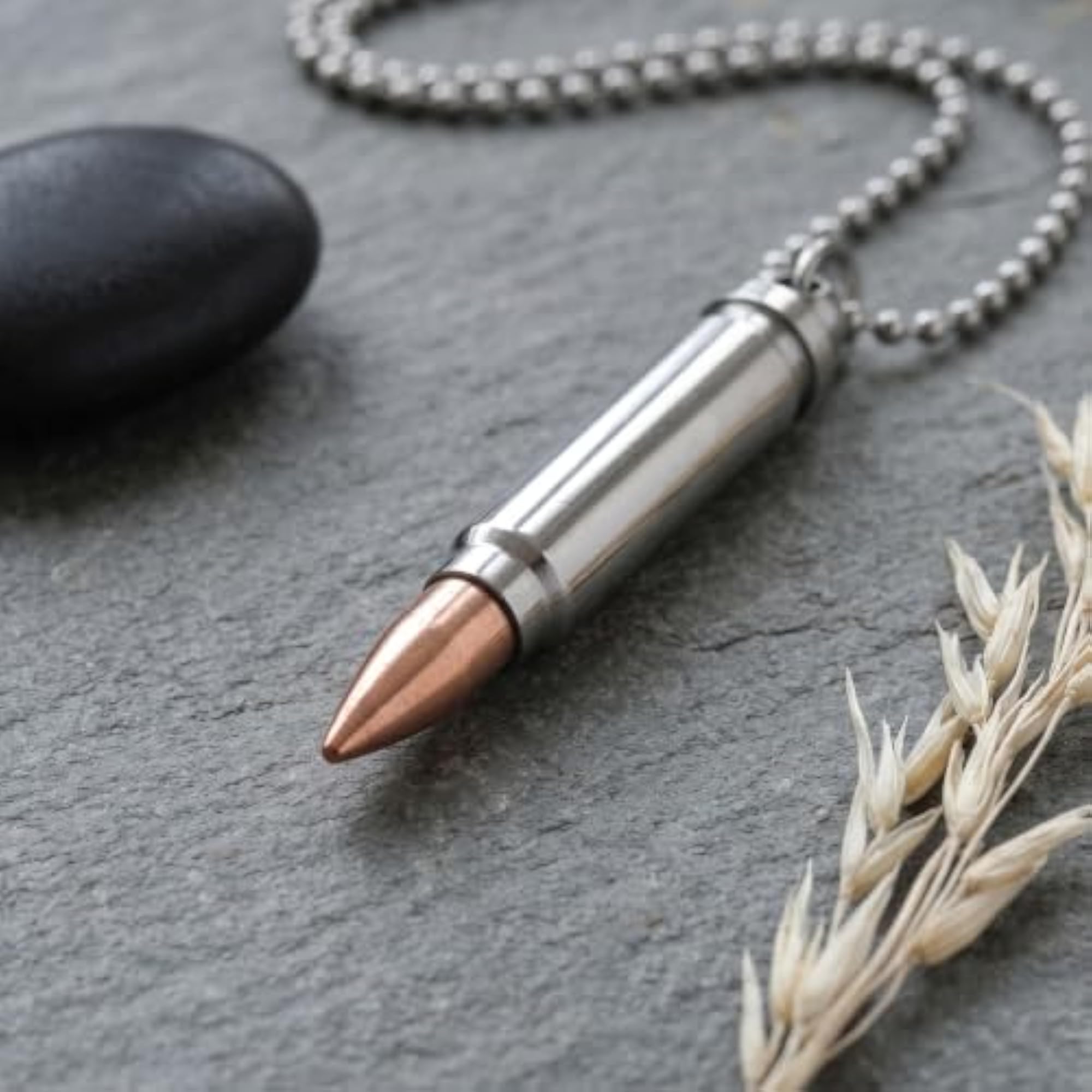 Brass Silver Bullet with Copper Tip Pendant, Unisex