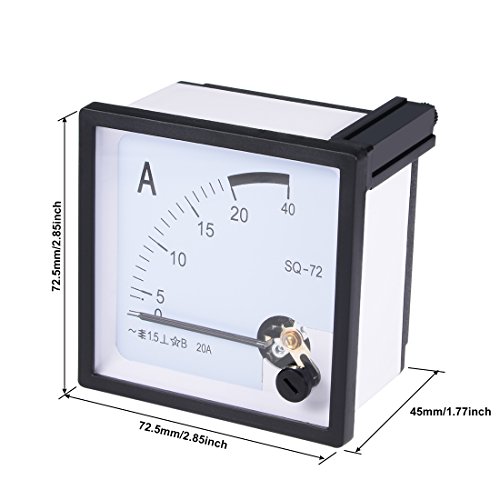 Image of uxcell AC 0-20A Analog Panel Ammeter Gauge Ampere Current Meter SQ-72 1.5 Error Margin