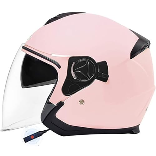 Casco Moto Bluetooth Open Face Casco Moto Jet, Con Visiera Parasole, Cruiser Scooter Mezzo Casco Moto/Caschi Ciclomotore, Approvati ECE, Per Uomini E Donne Adulti 5,54-59CM