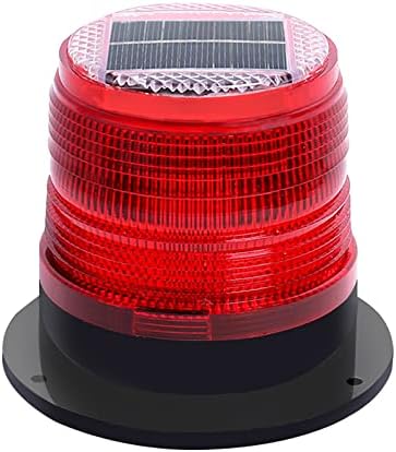 RISOON Solar Strobe Warning Safety Flashing Light/Ceiling Strobe Light, with Strong Magnetic Base Waterproof for Construction, Traffic, Factory, Crane Tower, Boat Navigation (Red)