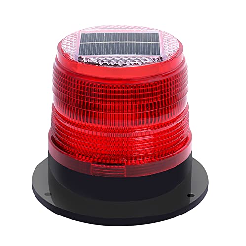 Risoon Solar Strobe Warning Safety Flashing Light/Ceiling Strobe Light, With Strong Magnetic Base Waterproof For Construction, Traffic, Factory, Crane Tower, Boat Navigation (Red) #TOP2