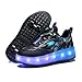 Fansu Zapatillas con Ruedas y Luces LED para Niña Niño, 2 en 1 Zapatos con Ruedas y Luces USB Calzado Zapatillas de Patines al Aire Libre Retráctil Talla 30-40 (S883 Negro,32)