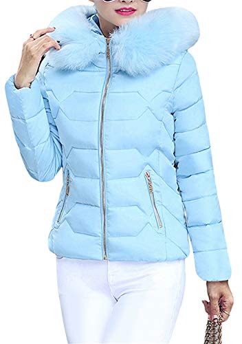 EFOFEI Femme Parka Doudoune Hiver à Capuche fourrée Chaude Manteau pour Court Paragraphe Bleu XS