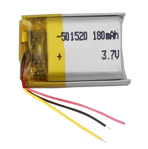 bateria 3 fios recarregavel 3,7v 501520 com 180mah 5mm de espessura x 15mm de largura x 20mm de comprimento