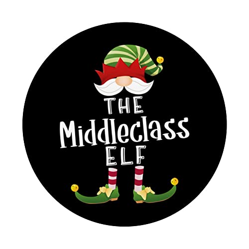 Middleclass Elf Group Christmas Funny Pajama Party PopSockets Swappable PopGrip, Black - Image 3