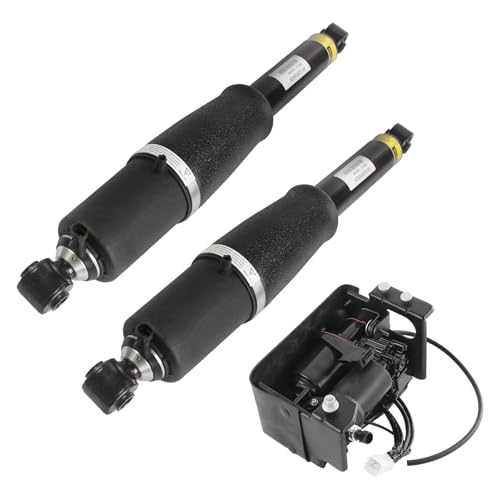 DICMIC Rear Air Strut Shock Absorber + Air Ride Suspension Compressor Pump Compatible with Chevrolet Avalanche Suburban Tahoe GMC Yukon Escalade Replace# 10395825, 15056494, 15756926, 25979391