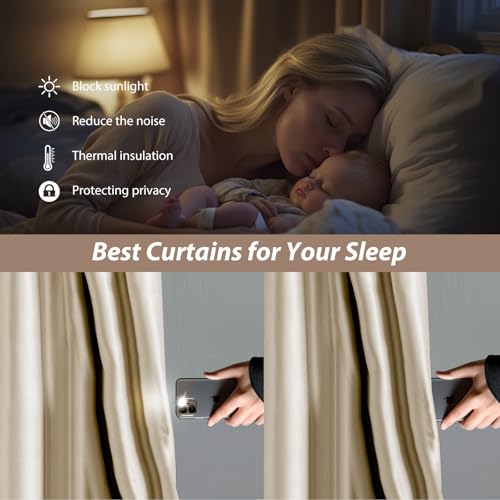 Image of Room Divider Curtains with Ceiling Curtain Track Set Window Curtain for Bedroom,Living Room Total Blackout Thermal Insulated Privacy Ceiling Track Curtain W 6 x H 6 FT Beige drape&Black track