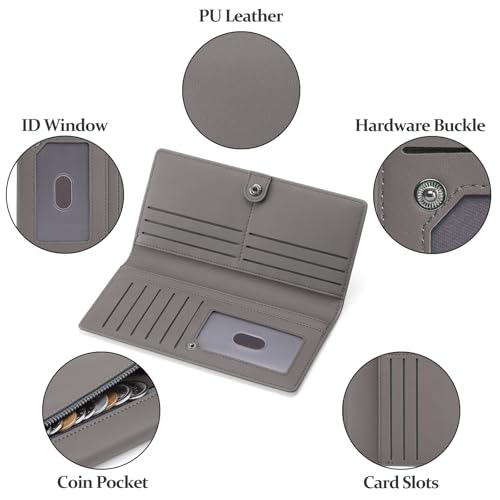 Image of GOIACII Slim Wallet for Women Rfid Blocking Ladies Purse Credit Card Holder with Zip Pocket Bifold