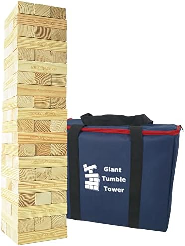Jeu De Tour Géante En Bois 60 Pièces – Sac De Transport – Jusqu'à 160 Cm De Haut – Pour Intérieur Et Extérieur