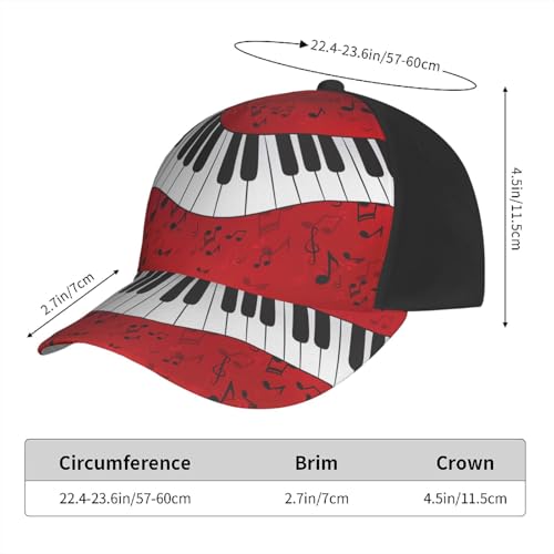 Gorra de béisbol con diseño de piano para hombre y mujer miniatura 5