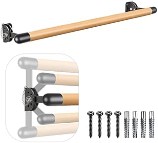 Kipika Wall Mounted Traditional Solid Wood Ballet Barre System, Stretch/Dance Bar for Home Workout Dance Equipment, Durable Metal Support, Height Adjustment, 3 FT Long, 1 1/2