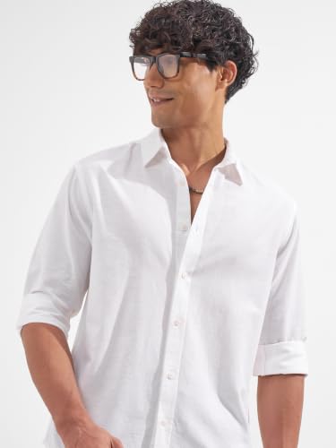 Image of Highlander Men Men's Relaxed Fit Casual Shirt | Cotton Linen | Relaxed fit | Full Sleeves|Premium Shirt for Man