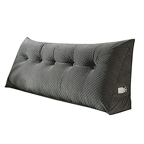 Image of Shxime Large Triangular Headboard Triangular Reading Bed Rest Pillow Daybed Backrest Support Cushion (grey, 39"x8"x20")