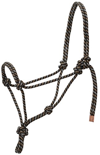 Cuerda Trenzada de Piel de Diamante Halter para Caballo Mediano Modelo Black Tan White