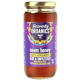 Heavenly Organics 100% Organic Raw Neem Honey 1Pack - Size 22Oz/Jar Lightly Filtered to Preserve Vitamins, Minerals and Enzymes; Made from Wild Beehives & Free Range Bees; Dairy, Nut, Gluten Free, Kosher, Chemical , Antibiotic and Glyphosate free