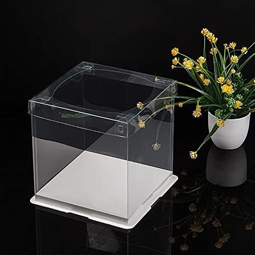 Miniatura 3 de XININSUN 6 cajas transparentes para pasteles con cinta, cajas de pastel de 6 pulgadas para dulces de panadería de Navidad, pasteles de vacaciones,