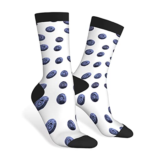 Chaussettes amusantes de bowling avec glands marron - Chaussettes décontractées - Design de couleur contrastée - Cadeau pour homme et femme, blueberry, taille unique