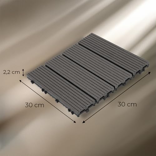 Miniatura 2 de Yoevu - Set De 11 Baldosas De Exterior De Madera Composite Wpc, 1m , Baldosas De Terraza, Patio Y Jardín, Antideslizantes, Resistentes Al Agua, 30x30cm, Gris