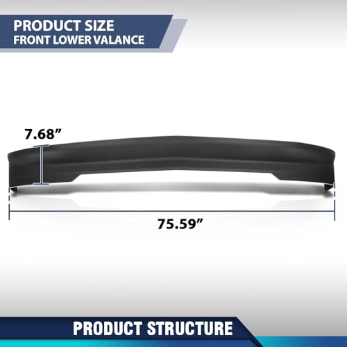 Image of PIT66 Front Lower Valance Fit Chevy Suburban Tahoe 2015-2020 | Front Lower Valance Compatible with Chevy Suburban Tahoe 2015-2020, Suburban 3500 HD 2016-2019 22936501, GM1095201 Black