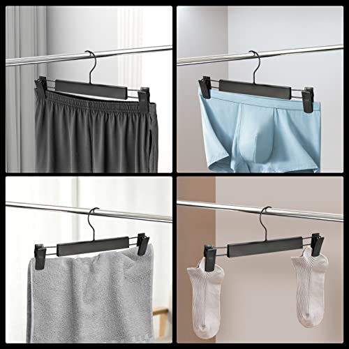 Gurkkst 10 Stück Hosenbügel Kleiderbügel mit starken Antirutsch verstellbaren Klammer Kleiderbügel Hosen für Hängende Hosen Socken Röcke Mäntel Schwarz