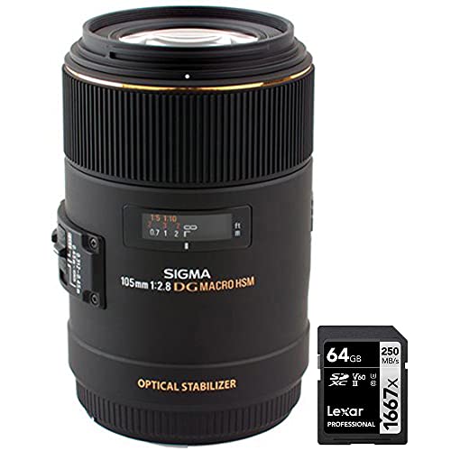 Sigma (�V�O�}) 258306 105mm F2.8 EX DG OS HSM �}�N�������Y Nikon �f�W�^����჌�t�J�����p Lexar Professional SDHC/SDXC 1667x UHS-II 64GB �������[�J�[�h�t��