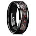 King Will GENTLEMAN 8mm Black and Red Carbon Fiber Inlay Tungsten Carbide Ring Engagement Wedding Band(14)