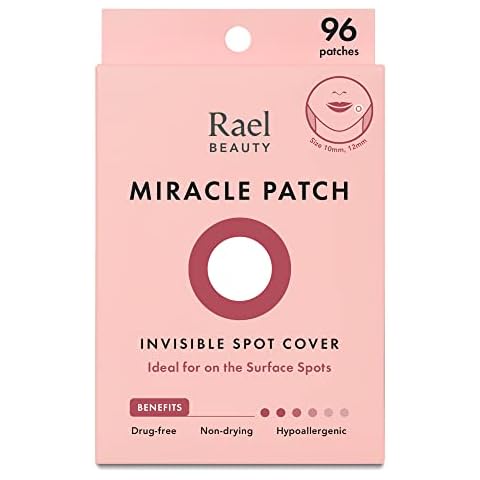 Rael Acne Pimple Healing Patch - Absorbing Cover, Invisible, Blemish Spot, Hydrocolloid, Skin Treatment, Facial Stickers, Two Sizes, Blends in with skin (96 Patches) Cover