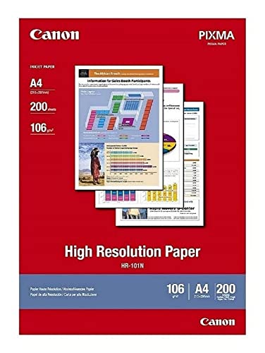 Canon HR-101N hochauflösendes Papier - DIN A4, 200 Blatt (106 g qm) für Tintenstrahldrucker HR-101A4 200 Seiten