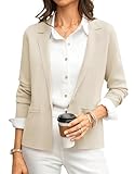 GRACE KARIN Women Beige Sweater Blazer Knit Suit Jackets Blazers for Women Business Casual Spring Fashion Clothes L