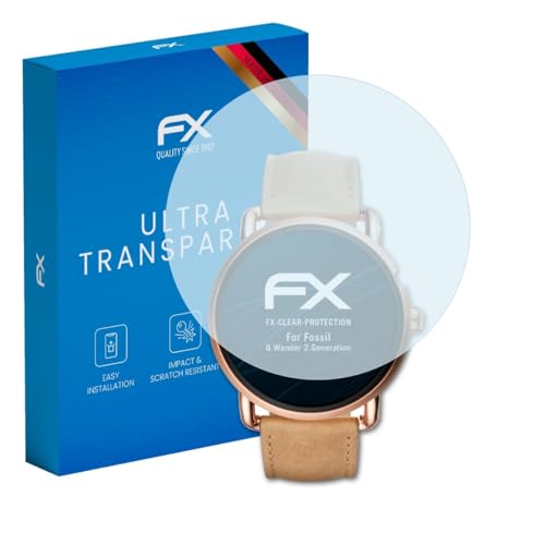 atFoliX Schutzfolie kompatibel mit Fossil Q Wander 2.Generation Folie, ultraklare FX Bildschirmschutzfolie (3X)