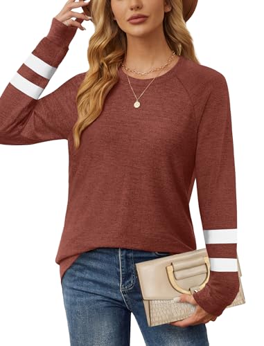Image of Saloogoe Tunic Sweatshirts for Women Crewneck Lightweight Sweaters Raglan Long Sleeve Shirts Fall Fashion Tops 2026