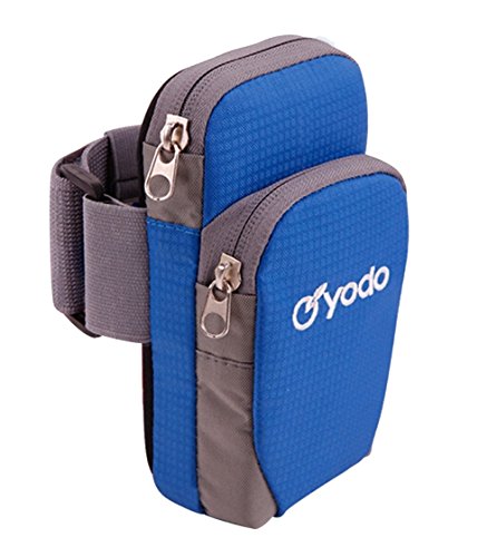 yodo Running Sport Armband with Key Holder,2 Pouches Fits for iPod Nano/Cell Phone iPhone7/8/6S/6/Samsung Galaxy S5 S6 S7 Edge for Workout Exercise Gym Jogging Walking Biking Riding,Royal Blue