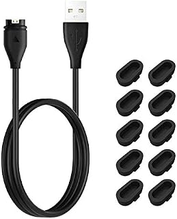 CAVN Charger Compatible with Garmin Fenix 7 7S 7X 6 6S 6X Pro 5 5S 5X Plus, Epix 2,Vivoactive 3 4 4S, Forerunner 945 45 45S 245,Approach S10 S40 S60 S62 Vivosport Charger Cable +10pcs Dust Plugs