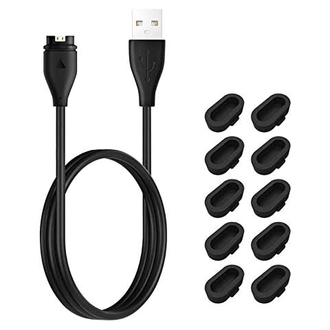 CAVN Charger Compatible with Garmin Fenix 7 7S 7X 6 6S 6X Pro 5 5S 5X Plus, Epix 2,Vivoactive 3 4 4S, Forerunner 945 45 45S 245,Approach S10 S40 S60 S62 Vivosport Charger Cable +10pcs Dust Plugs Cover