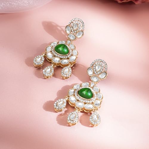 Image of Rubans Drop Earrings American Diamond Crystal Stylish Trendy Jewellery Gift for Women & Girls