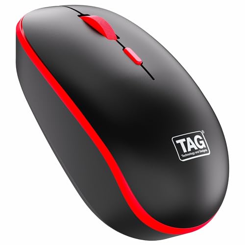 Image of TAG WM500 Black /Red Wireless Mouse, 2.4GHz USB Receiver, Dedicated DPI Button (800 /1200 /1600), 4 Buttons, Ambidextrous & Light, Power-Saving, 10m Range, 1x AA Battery, Supports Windows /Mac /Linux /iOS