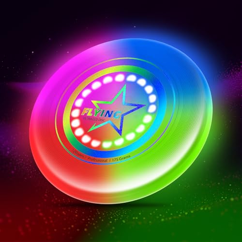 12 Lichtmodus Flying Discs Flugscheibenspielzeuge für Kinder und Erwachsene automatisches Aufleuchten Wurfring Flying Ring Sportspielzeug für den Strand im Freien Weihnachten für Jungen Mädchen
