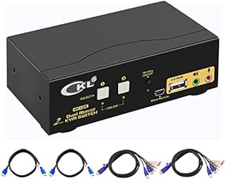 CKL HDMI KVM Switch 2 Port Dual Monitor Extended Display, USB KVM Switch HDMI 2 in 2 Out with Audio Microphone Output and USB 2.0 Hub, PC Monitor Keyboard Mouse Switcher 4K@30Hz CKL-922HUA