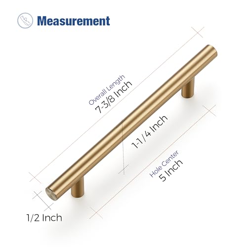 Image of Ravinte 10 Pack 7.38 inch Cabinet Pulls Champagne Bronze Stainless Steel Kitchen Cupboard Handles Cabinet Handles 7.38 inch Length, 5 inch Hole Center