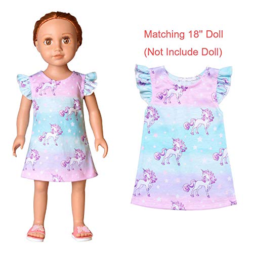 Qpancy Unicorn Nightgown For American Girls Matching Kids & Dolls 18 Inch Pajamas 8 9 #TOP3