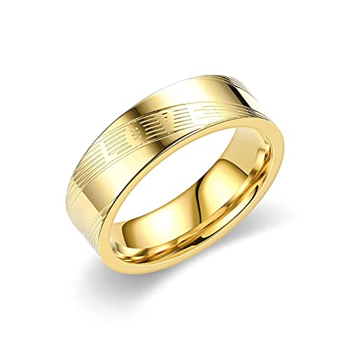 ANAZOZ Bague Acier Inoxydable Love, Anneau 6MM Doré Fantaisie Unisexe Taille 60