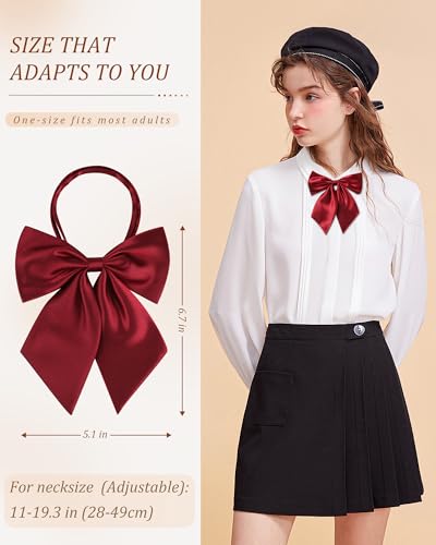 Image of AWAYTR Ladies Adjustable Pre tied Bowtie - Solid Color Bow Ties for Women