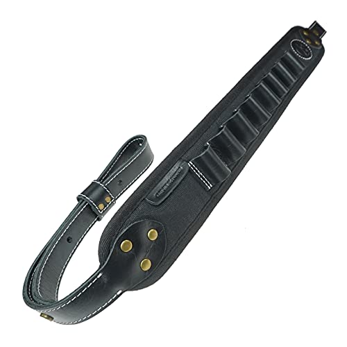 Shotgun Sling with Shell Holder Belt, Shoulder Padded Shotgun Sling Ammo Holder 12GA Adjustable (Black Sling)