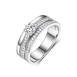 Skcess Anillos de compromiso de oro blanco de 9 quilates, para mujer, moissanita, promesa, 57 (18.1), Moissanite, Moissanita