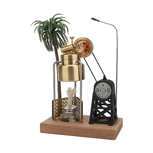 RoverXdiy KACIO FD-6 Miniature Three-Legged Vertical Swing Steam Engine Model - Compact Boiler-Powered Steam Generator Kit for Adults and Teens Educational and Display Purposes