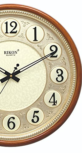 Image of Rikon Quartz Official Designer Big Size Rk 49 (38 cm � 38 cm) Wall Clock for Home, Living Room, and Office - Made in India. (Wood Gold Ivory)