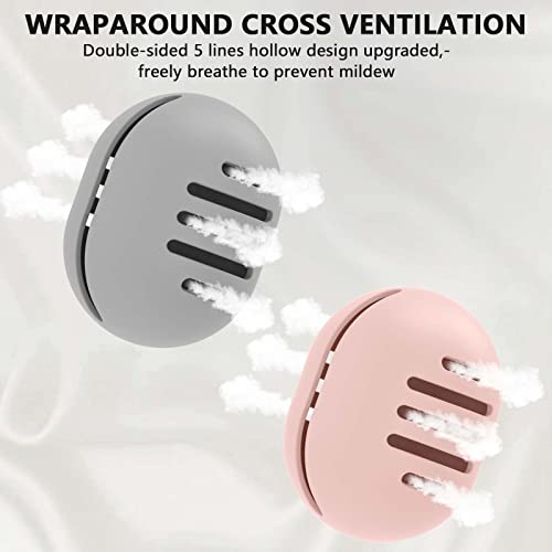 Fauxomor 2 Pcs Makeup Sponge Holder,Double-Sided Breathable Silicone Beauty Blender Holder For Travel,Shatterproof Makeup Sponge Travel Case For All Sponges Sanitary Reuse Easy To Carry,Grey+Pink #TOP2