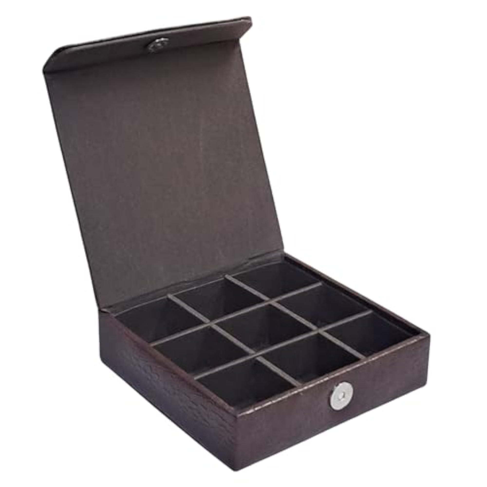 Faux Leather 9 Compartment Jewelry Storage Box