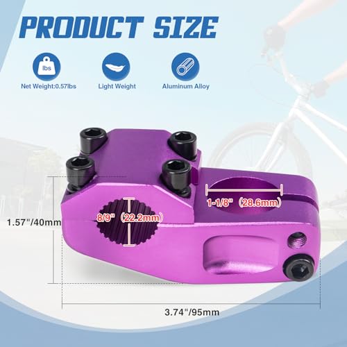 Image of Bike Stem for BMX Bike Aluminum Alloy Fixed Gear Bicycle Stem Matte Purple